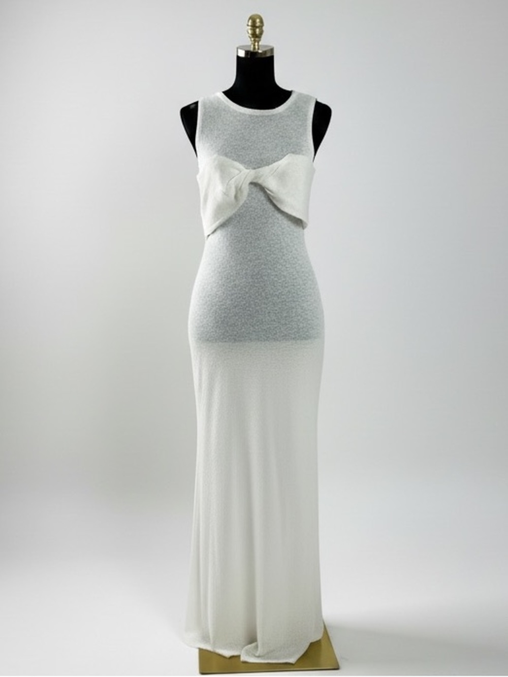 Sunday in Brooklyn Ivory Knit Maxi Cover Up Bow Front Sleeveless Size L NWT